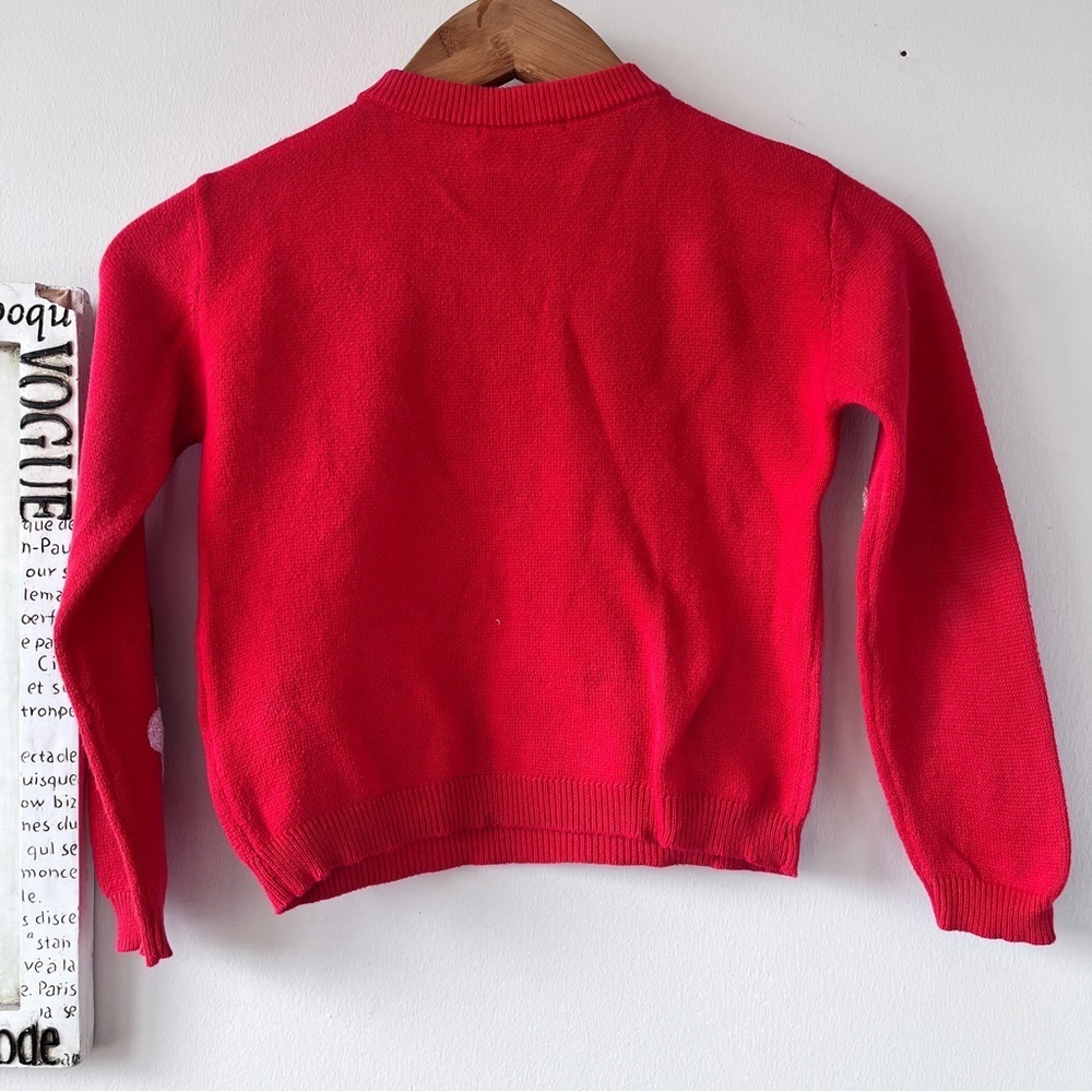 Monoprix Kids Bio Retro Red Floral Crewneck Pullover Sweater Size 6 - Picture 3 of 8